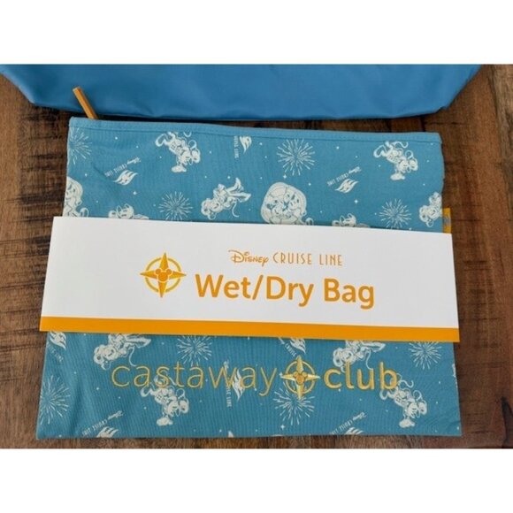 Disney Cruise Line Castaway Club Tote Bag Wet Dry Bag Set Blue White Zipper New - Picture 5 of 13